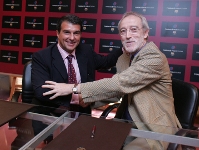 Joan Laporta amb Jordi Folgado, director general a Espanya de la Fundación Vicente Ferrer.