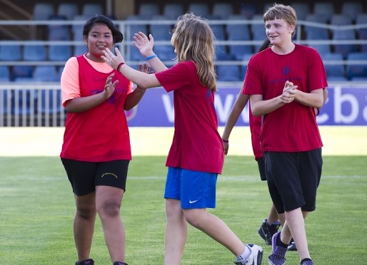 Participants a la prova pilot del projecte Futbol Net al Mini. Foto: Àlex Caparrós-FCB