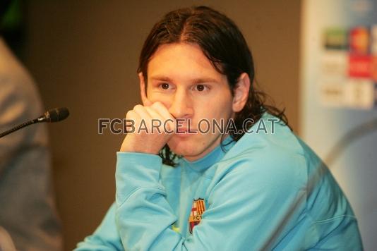 Leo Messi, en la rueda de prensa previa al partido del mircoles.