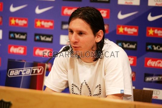 Messi ha comparecido en rueda de prensa tras la sesin.