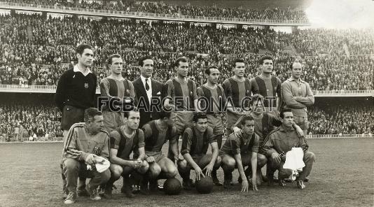 Imatge de l'equip que guanyaria la Copa la temporada 1958/59.