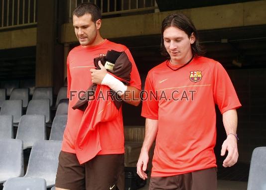 Messi i Jorquera arriben al Miniestadi.