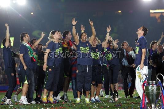 Celebracin de la Liga de Campeones en el Camp Nou.