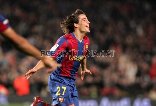 El primer gol de Bojan en el Camp Nou fue ante el Recreativo la temporada pasada.
