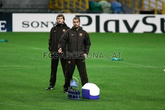 Guardiola y Vilanova no pierden detalle.