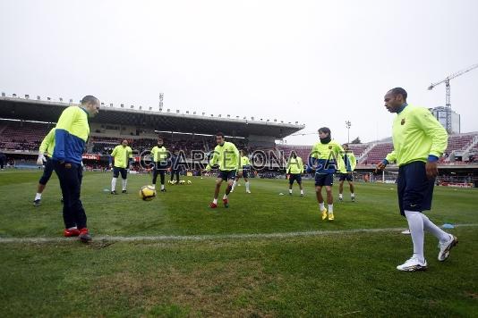 Els jugadors han deixat per un dia la Ciutat Esportiva pel Mini. Foto: lex Caparrs / Miguel Ruiz (FCB)