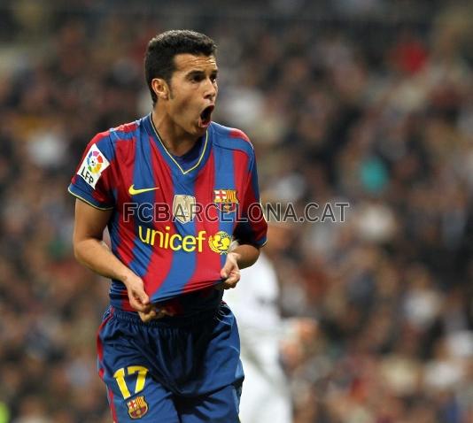 Pedro embogeix amb el seu gol. Foto: Miguel Ruiz-FCB