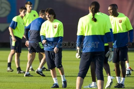Messi, contento de entrenar de nuevo con el equipo