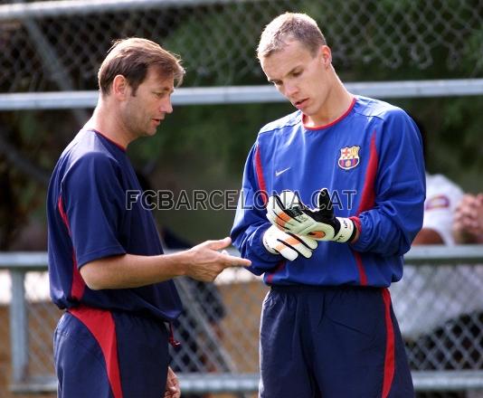 Robert Enke amb Franz Hoek, qui va ser entrenador de porters durant l'poca de Van Gaal. Foto: Miguel Ruiz (FCB)