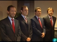 Els quatre candidats abans d'afrontar el debat de TVE.