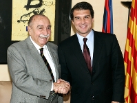 Joan Laporta, amb el president del Grup Cobega, Francisco Daurella.