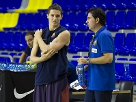 Lakovic y Pascual durante un entreno / Foto: Archivo FCB