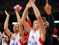 Los jugadores del CSKA celebran su victria en el Buesa Arena (Foto: Euroliga.)
