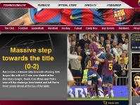 Portada de la pàgina web en la seva versió anglesa, després del 0-2 a Madrid.