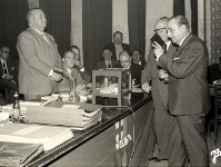 Una imagen de las elecciones de 1961, en las que Enric Llaudet fue elegido como presidente. Foto: archivo FCB.