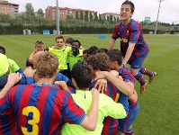 Imatge de la celebraci del ttol de lliga dels nois del Juvenil B. Foto: Miguel Ruiz