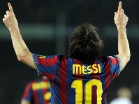 Messi celebrant un dels tres gols que va marcar contra el Valncia. Foto: Arxiu FCB