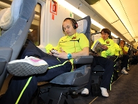 La temporada pasada el Bara ya utiliz el tren para viajar a Zaragoza. Fotos: archivo FCB.