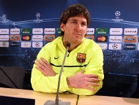 Messi, al llarg de la roda de premsa prvia al partit contra l'Stuttgart. Fotos: Miguel Ruiz - FCB.