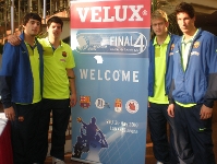 Els quatre joves jugadors a Colnia / Fotos: www.fcbarcelona.cat