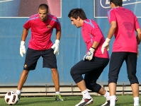 Rubén Miño i Oier Olazábal, en un entrenament a la Ciutat Esportiva