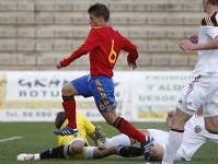 Nando Quesada, el blaugrana autor de dos dels nous gols que ha marcat la sub-17 al Minitorneig de classificaci per a l'Europeu. Fotos: uefa.com