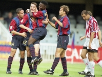 El jugadors celebren un dels gols en l'ltim partit al Mini a Segona A. Foto: Arxiu.