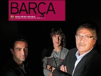 Migueli, Xavi y Puyol, en la 'Revista Bara'