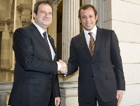 Jordi Hereu y Sandro Rosell, en el Ayuntamiento de Barcelona. Fotos: lex Caparrs-FCB