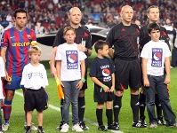 Diversos infants van participar la temporada passada en una acci similar de la UEFA al Camp Nou. Foto: Arxiu