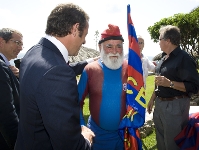 Joan Casals, diumenge, amb el president Sandro Rosell en la celebrac del 50 aniversari de la PB Vilanova. Foto: Arxiu FCB