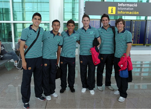 Bartra, Thiago, Dos Santos, Fonts, Oier i Sergi Roberto han viatjat a Mlaga. Foto: Miguel Ruiz-FCB