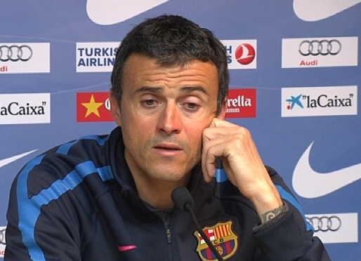 Luis Enrique, a la sala de premsa del Mini, després del Barça B-Nàstic.