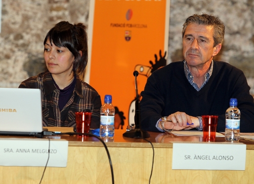 Anna Melguizo i ngel 'Pichi' Alonso, durant la xerrada. Foto: Miguel Ruiz / FCB