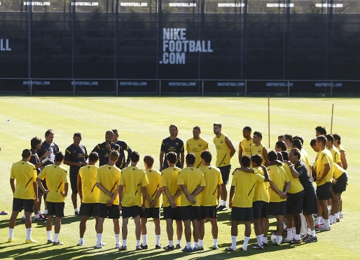 El martes entrenaron 15 jugadores con el primer equip, este mircoles 29. Fotos: Miguel Ruiz-FCB