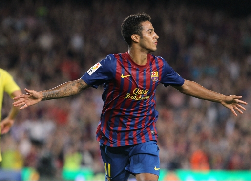 Thiago, tras marcar el primer gol de la temporada en el Camp Nou. Foto: Miguel Ruiz - FCB