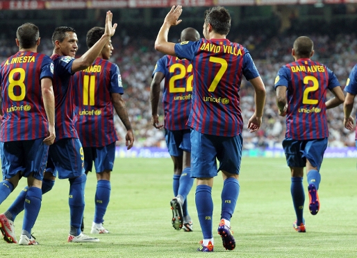 Los jugadores del FC Barcelona celebran uno de los goles conseguidos esta temporada