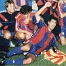 Guardiola celebrando con el resto del equipo el campeonato de Liga 93/94.
