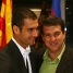 El president del FC Barcelona, Joan Laporta, amb el tcnic, Josep Guardiola.