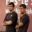 Josep Guardiola y Tito Vilanova, observando el entrenamiento.