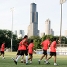L'equip s'ha exercitat amb l'skyline de Chicago de fons.
