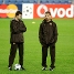 Vilanova y Guardiola, juntos en un momento del entrenamiento.