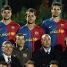 Els jugadors del Barça Atlètic amb el president Joan Laporta.