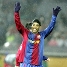 Ronaldinho, celebrando su gol, que signific el 0-3. Foto: archivo FCB.