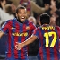 Alves i Pedro celebren el 2-0. (Fotos: lex Caparrs/Miguel Ruiz-FCB)