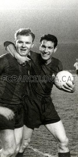 Kubala y Segarra, dos mitos del barcelonismo, coincidieron en el mismo equipo de 1950 a 1961.