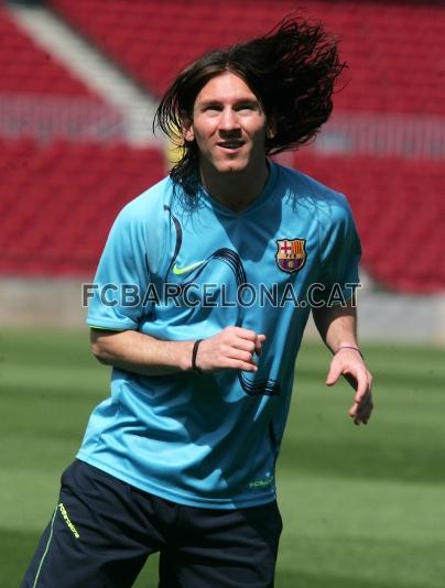 Leo Messi, en el ltimo entrenamiento antes del Madrid-Bara.