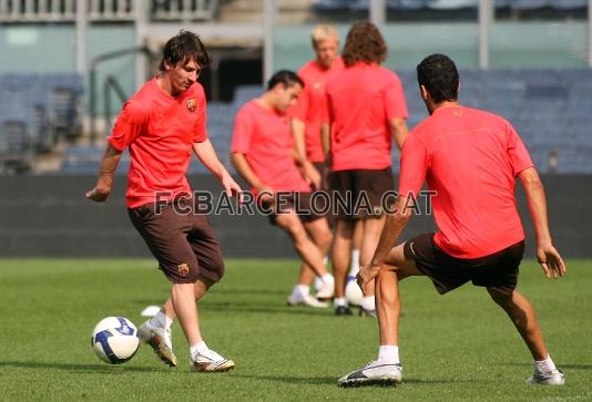 Messi, en el entrenamiento.