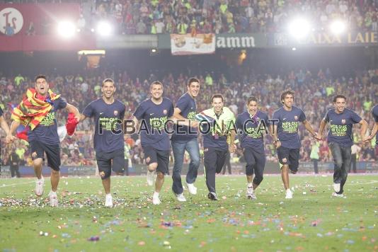 Celebracin en el Camp Nou de la Liga de Campeones lograda en Pars.