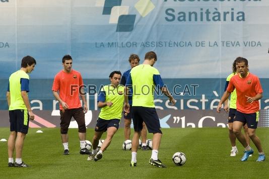 A la sessi han participat tamb tres joves del planter: Mio, Carles i Riverola. (Foto: lex Caparrs - FCB)